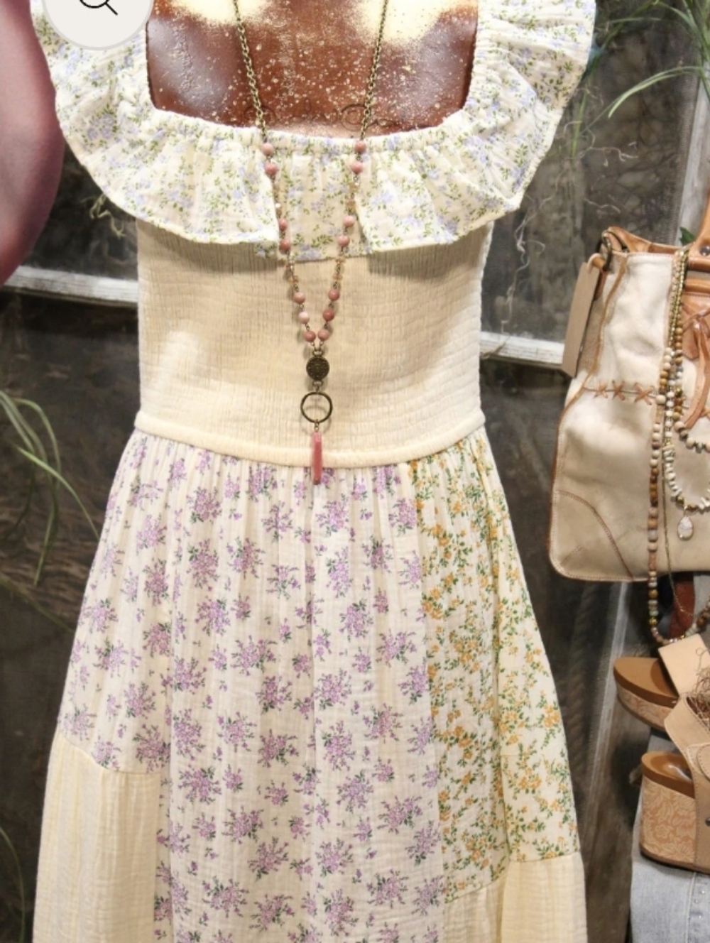 Oddi Delicate Dainty Print Cream Patchwork Floral Ruffle Maxi Dress Nwt Small - Picture 4 of 9